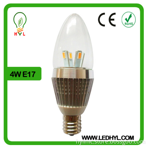 Clear cover led lamp high quality SMD 4W solar led grave candle light E17